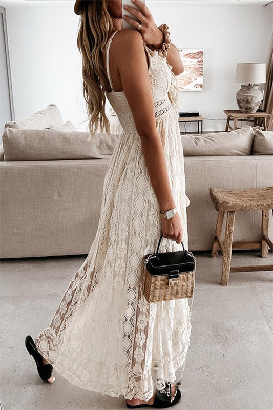 Boho Summer Lace Maxi Dress - Main Image
