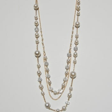 Faux Pearl Necklace with Gold Chain