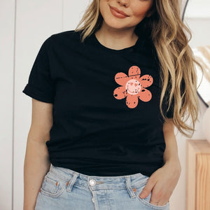 Checkered Mama Flowers Front & Back Tee