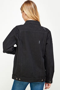 Women's Denim Jacket with Fleece Hoodie